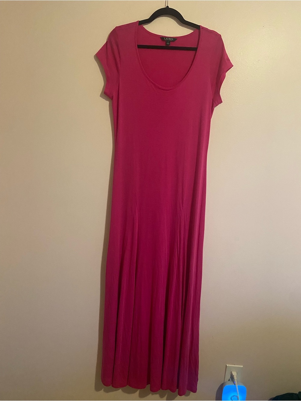 Ralph Lauren Hot Pink Scoop Neck Maxi Dress